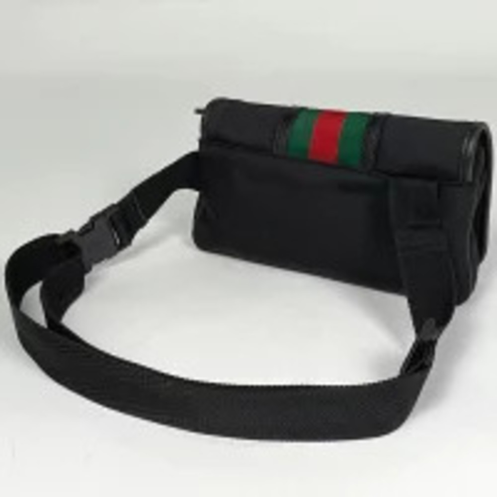 Gucci Black GG Bag Web Body Belt Sherry Crossbody Waist Interlocking Bum Black